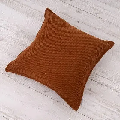 18"x18" Corduroy Ribbed Square Throw Pillow Brown - freshmint