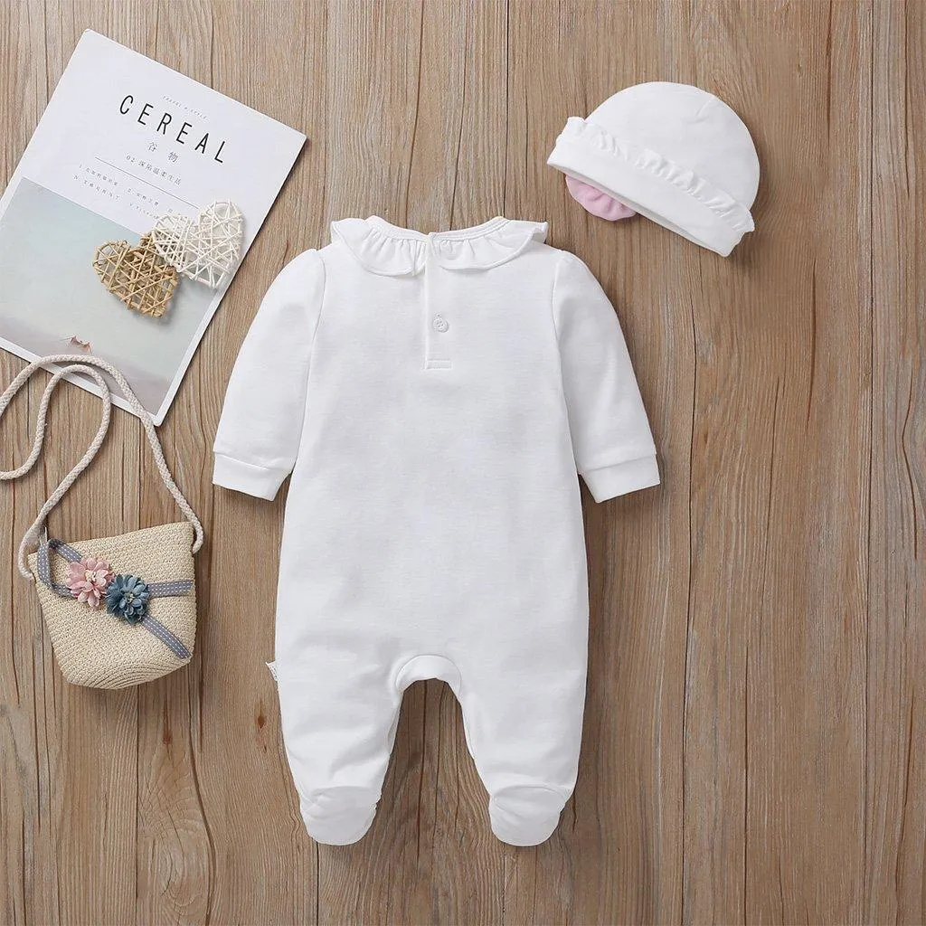 2-Piece Long-Sleeve Embroidered Jumpsuit and Hat Children's clothing wholesale