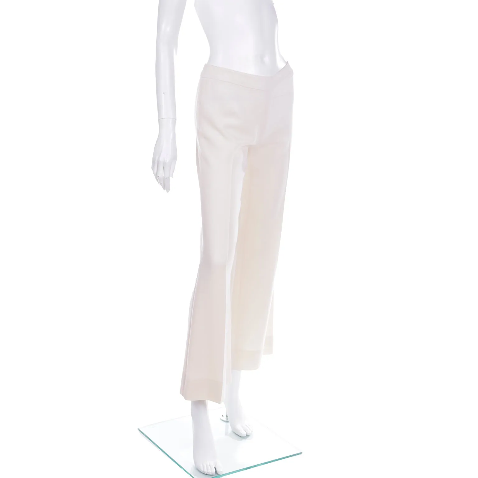 2000s Valentino Cream Wool Mid Rise Pants