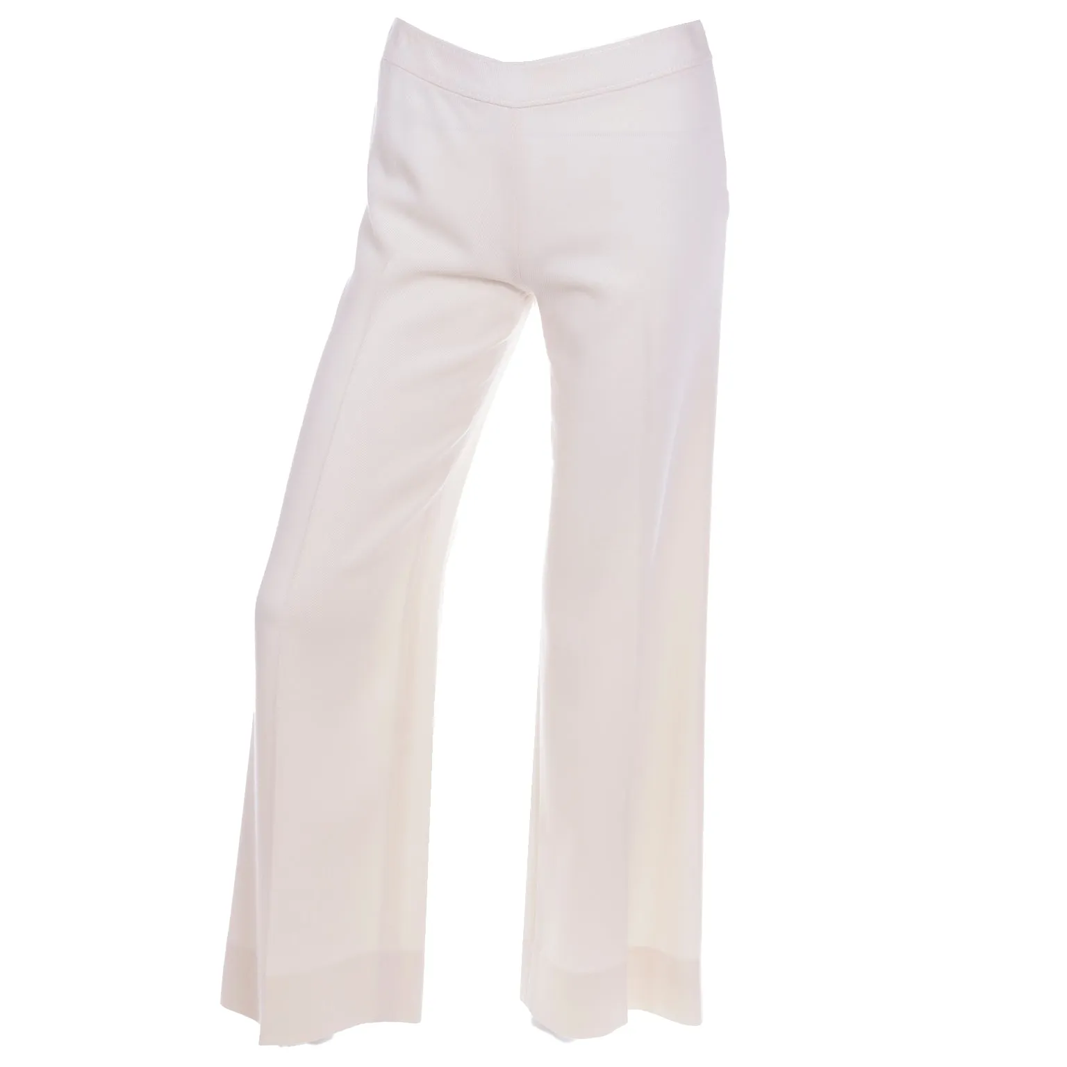 2000s Valentino Cream Wool Mid Rise Pants