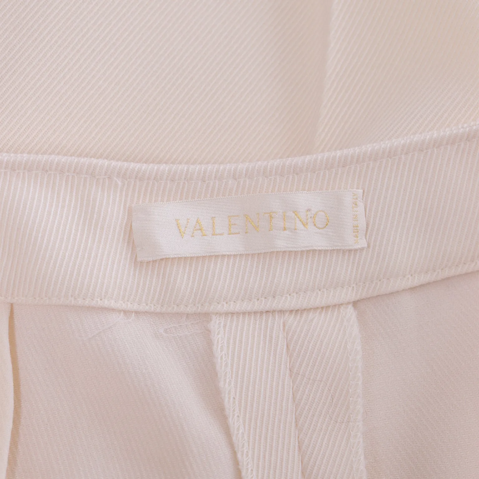 2000s Valentino Cream Wool Mid Rise Pants