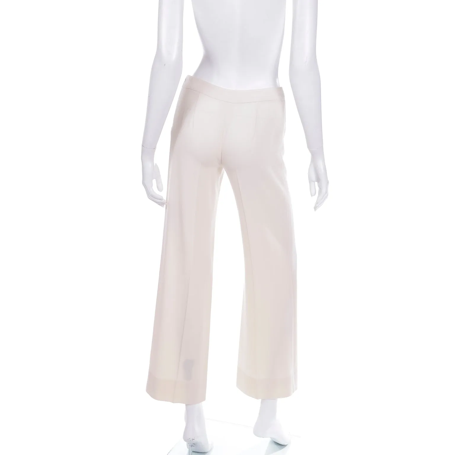 2000s Valentino Cream Wool Mid Rise Pants