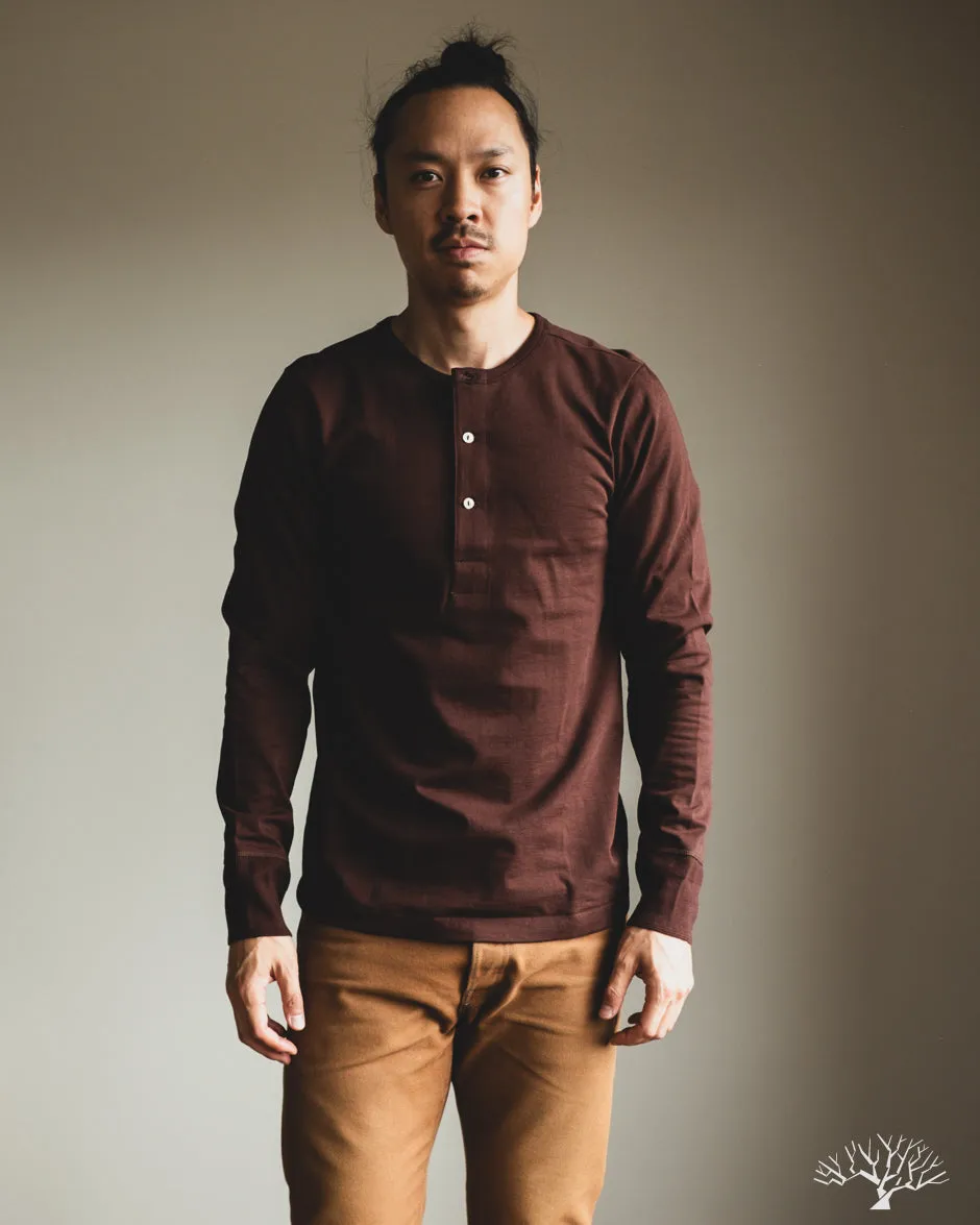 206 Long Sleeve Henley - Coffee