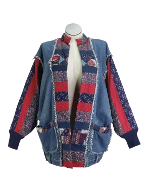 80s Upcycled Denim Patchwork Jacket        XL