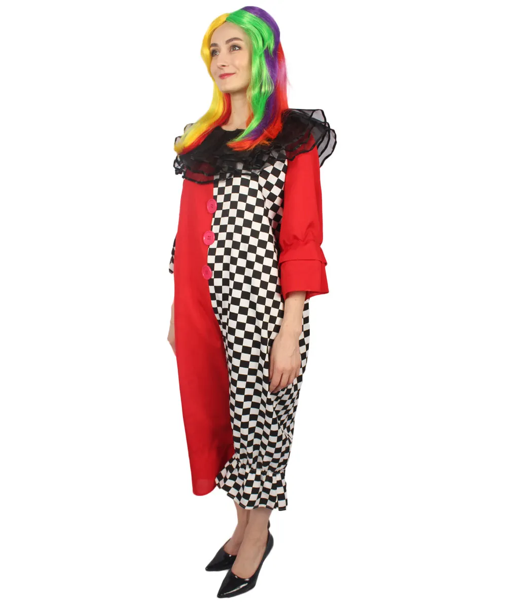 Adult Women's Naughty Clown Jumpsuit Costume | Multi Halloween Costume