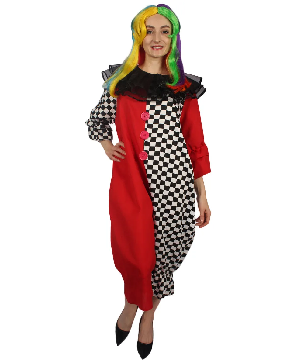 Adult Women's Naughty Clown Jumpsuit Costume | Multi Halloween Costume