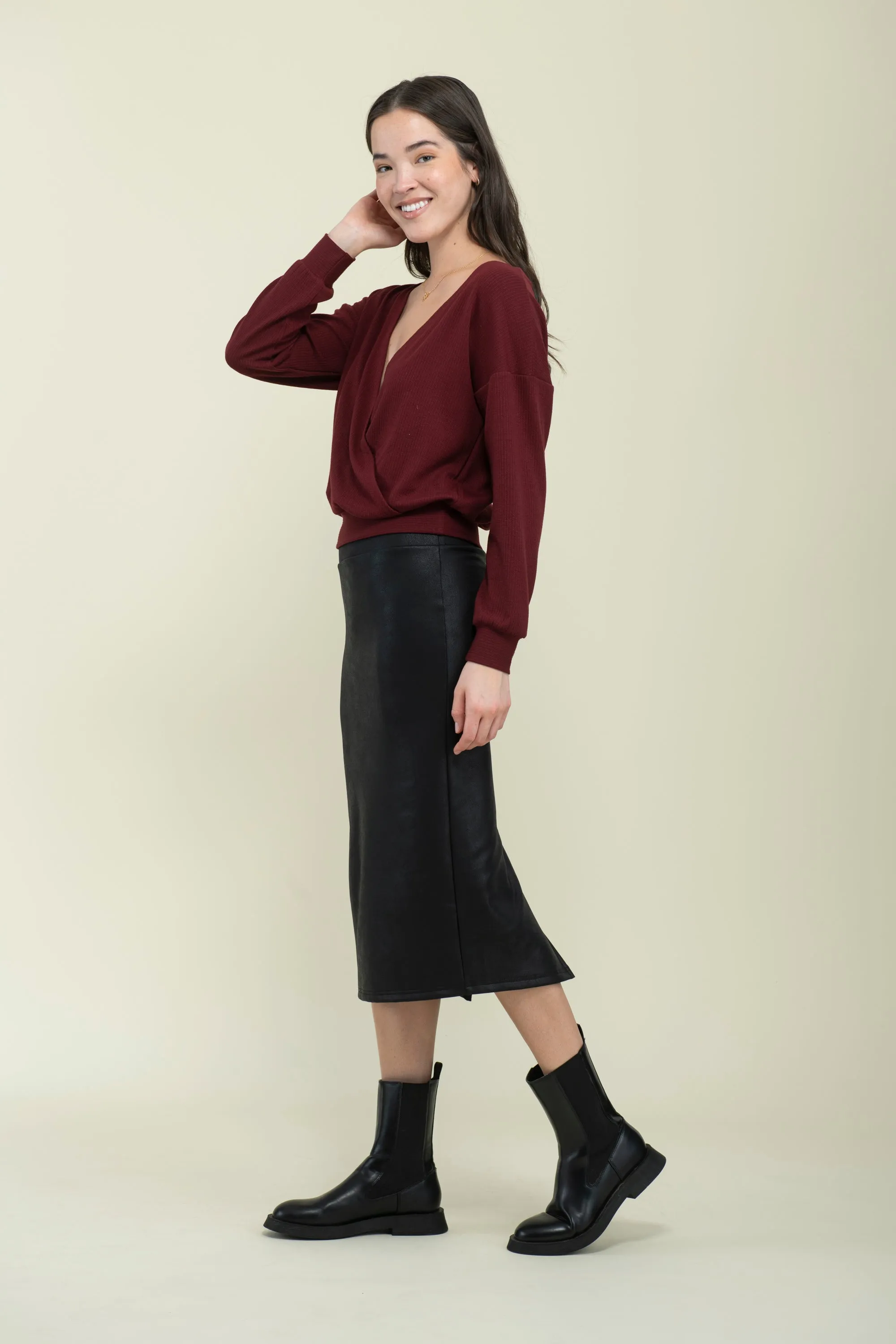 Amelie-Crossover Reversible Knit Blouse