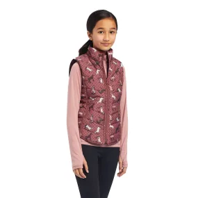 Ariat Girls Bella Reversible Vest, Wild Ponies, Mulberry