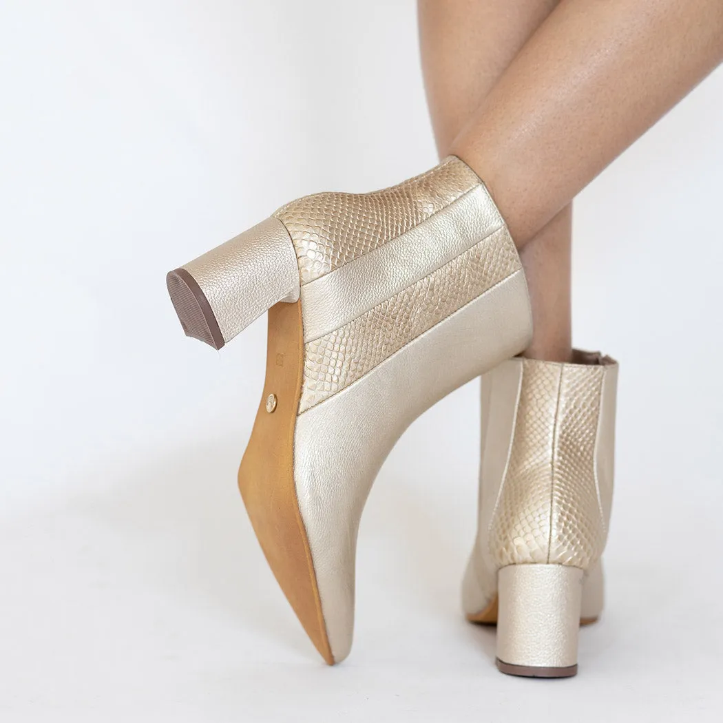 Aurlene ankle booties in gold leather womens shoes