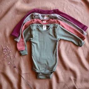 Baby Bodysuit Long Sleeve Organic Wool/Silk (0-3yrs)