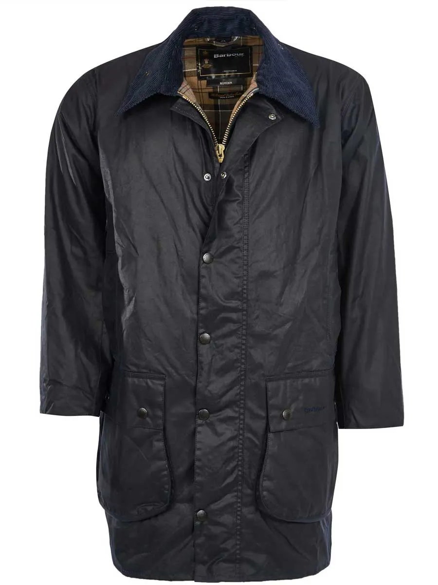 BARBOUR Border Wax Jacket - Mens - Navy