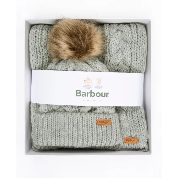 Barbour Penshaw Beanie & Scarf Set Grey LGS0025GY11