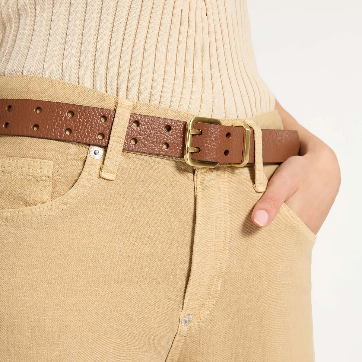 Barely Moving Belt - Tan/Gold