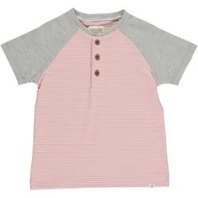 beacon pink/white raglan henley