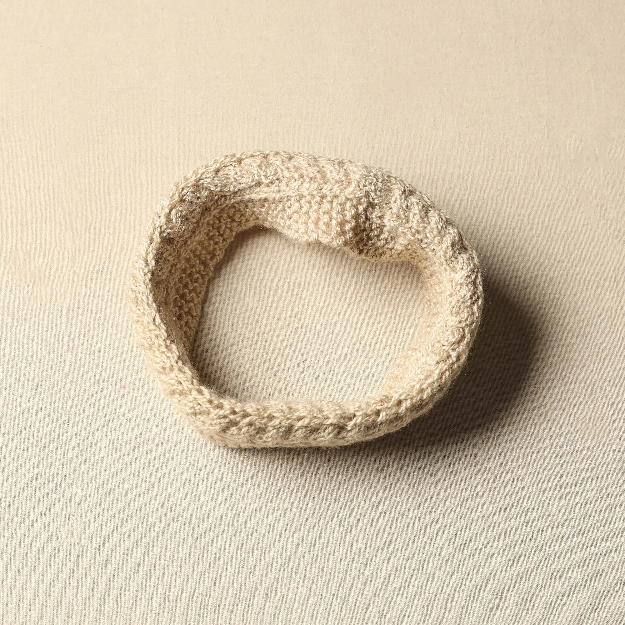 Beige - Kumaun Hand Knitted Woolen Warm Headband 15