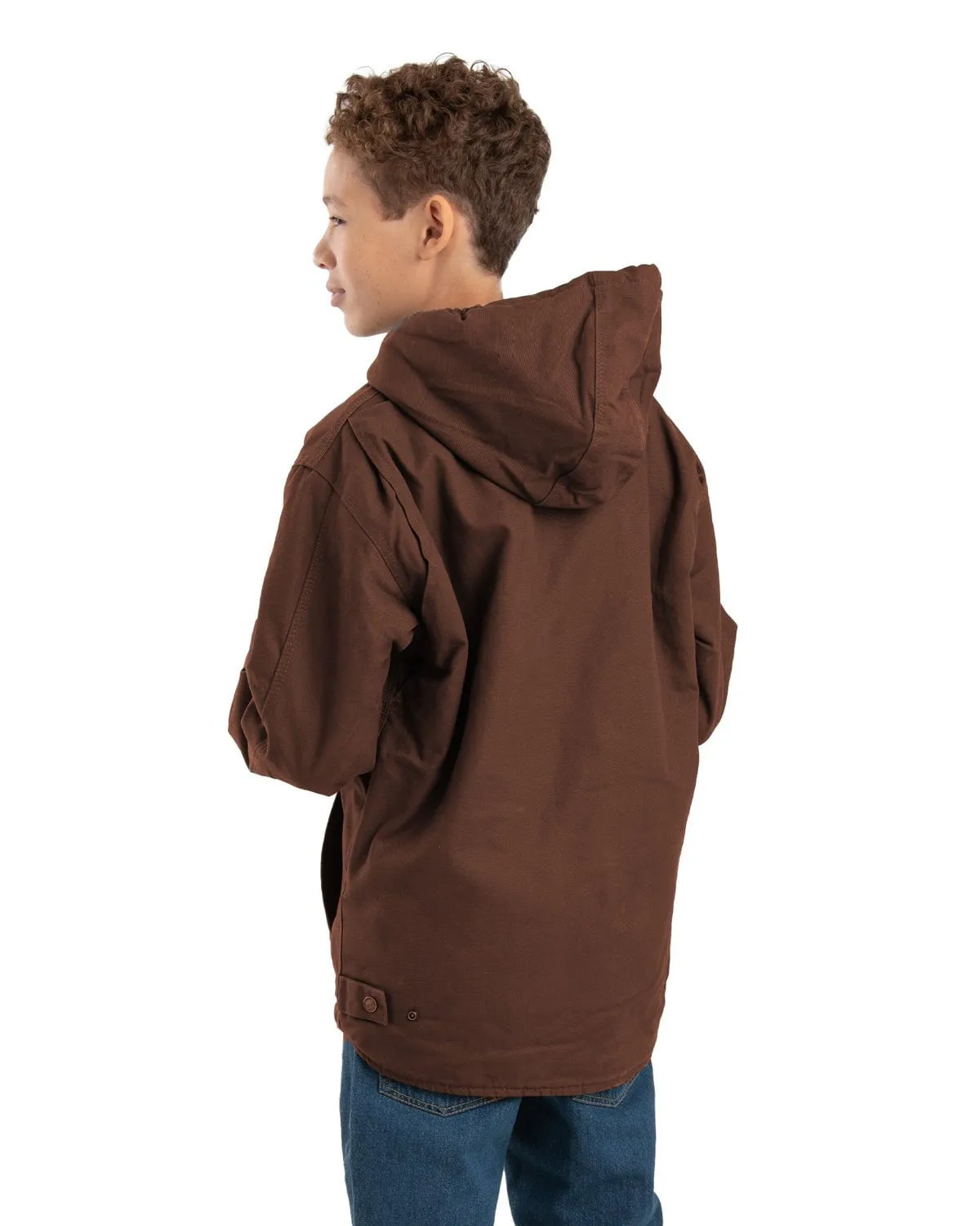 Berne Youth Unisex Sherpa-Lined Softstone Duck Hooded Bark 100% Cotton Jacket