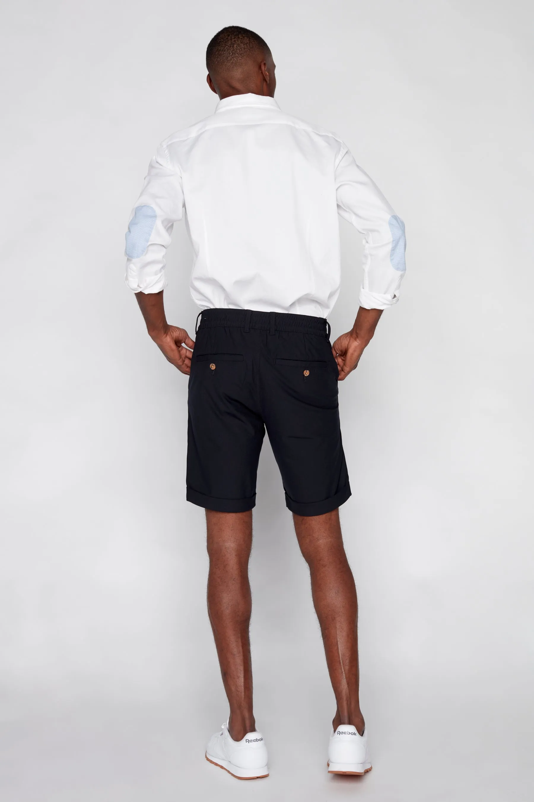 BILLY - Elastic Waist Roll Up Shorts - Navy