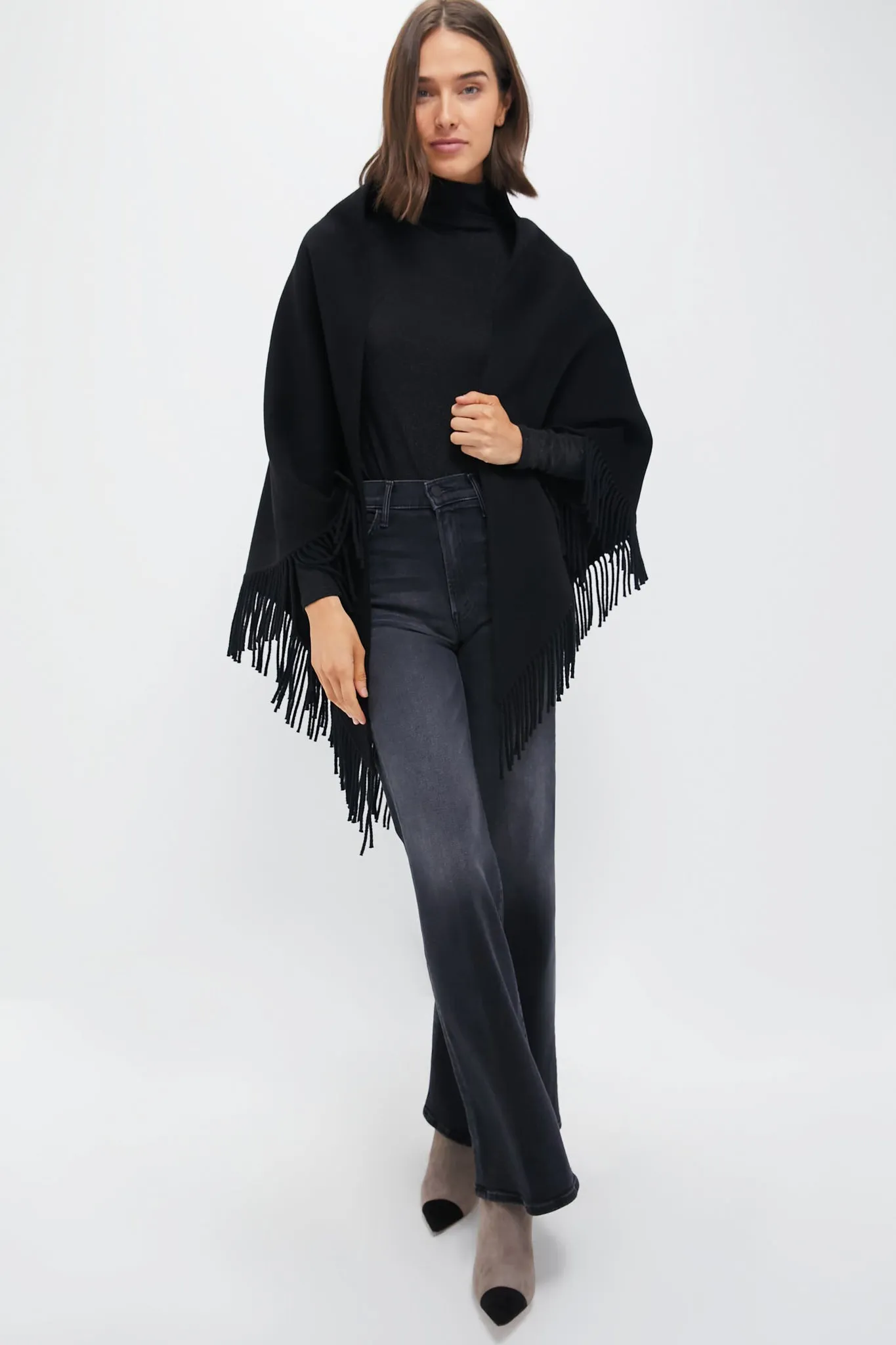 Black Fringe Wrap Scarf