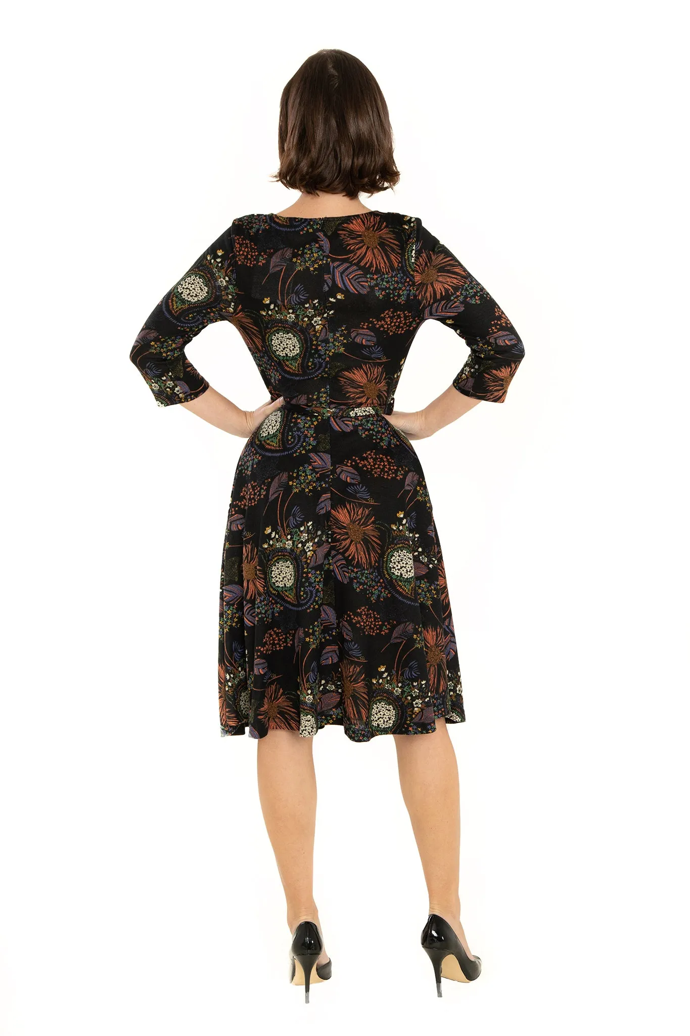 Black Multi Floral Fall Knit Dress