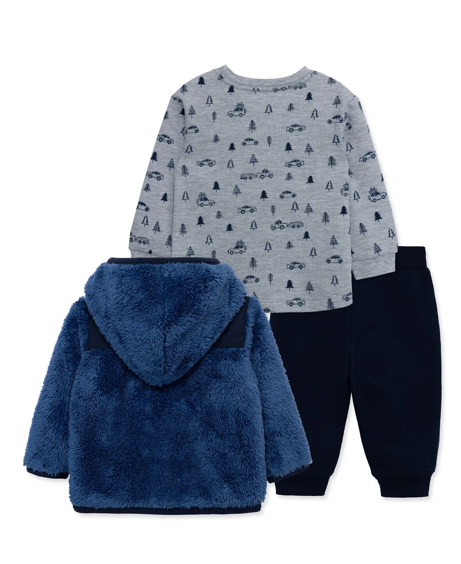 Blue Sherpa Jacket Set (2T-4T)