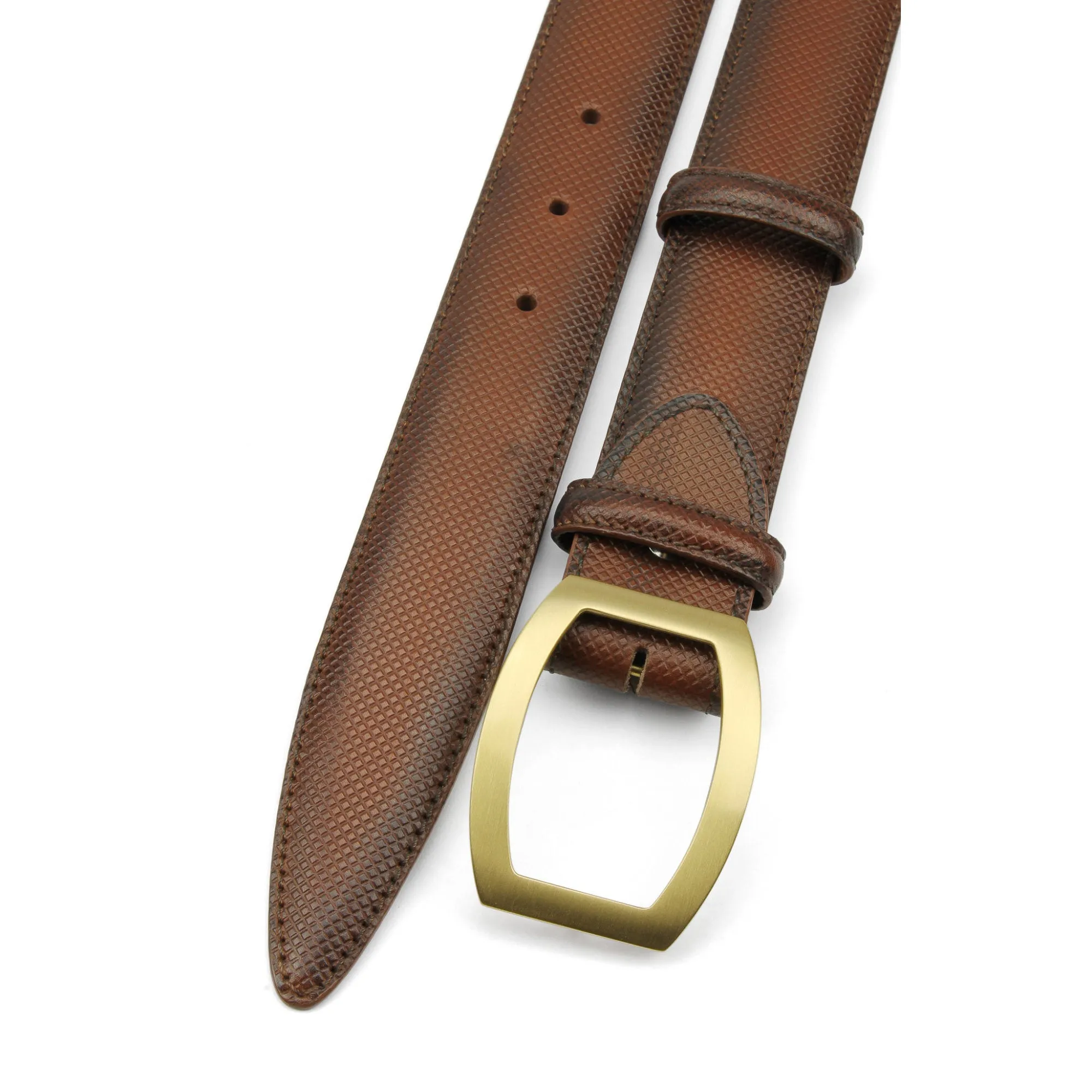 Bogart Hand Burnished Conker Dadino Open Face Belt