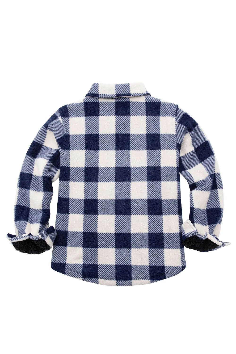 Boys Sherpa Lined Buffalo Plaid Fleece Button Down Shirt Jacket-Kids