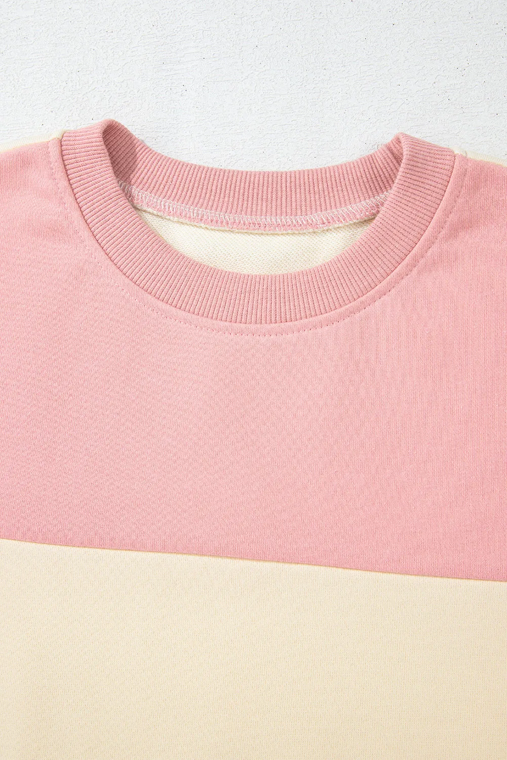 Bright Pink Colorblock Drop Shoulder Sweatshirt