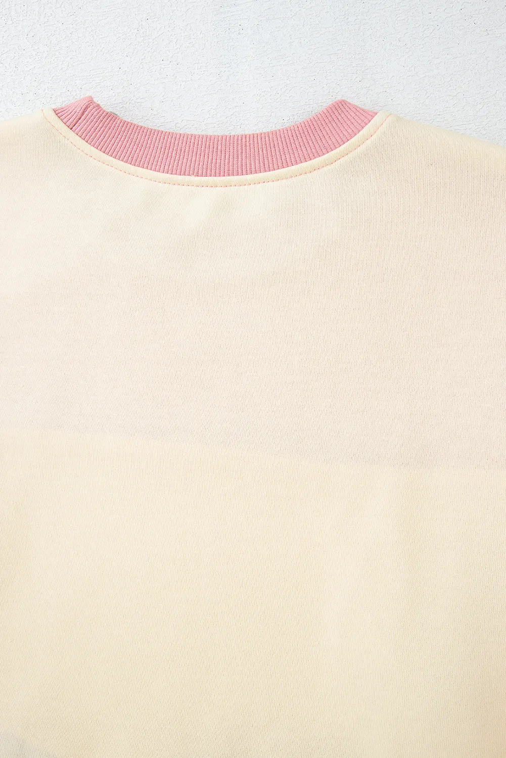 Bright Pink Colorblock Drop Shoulder Sweatshirt