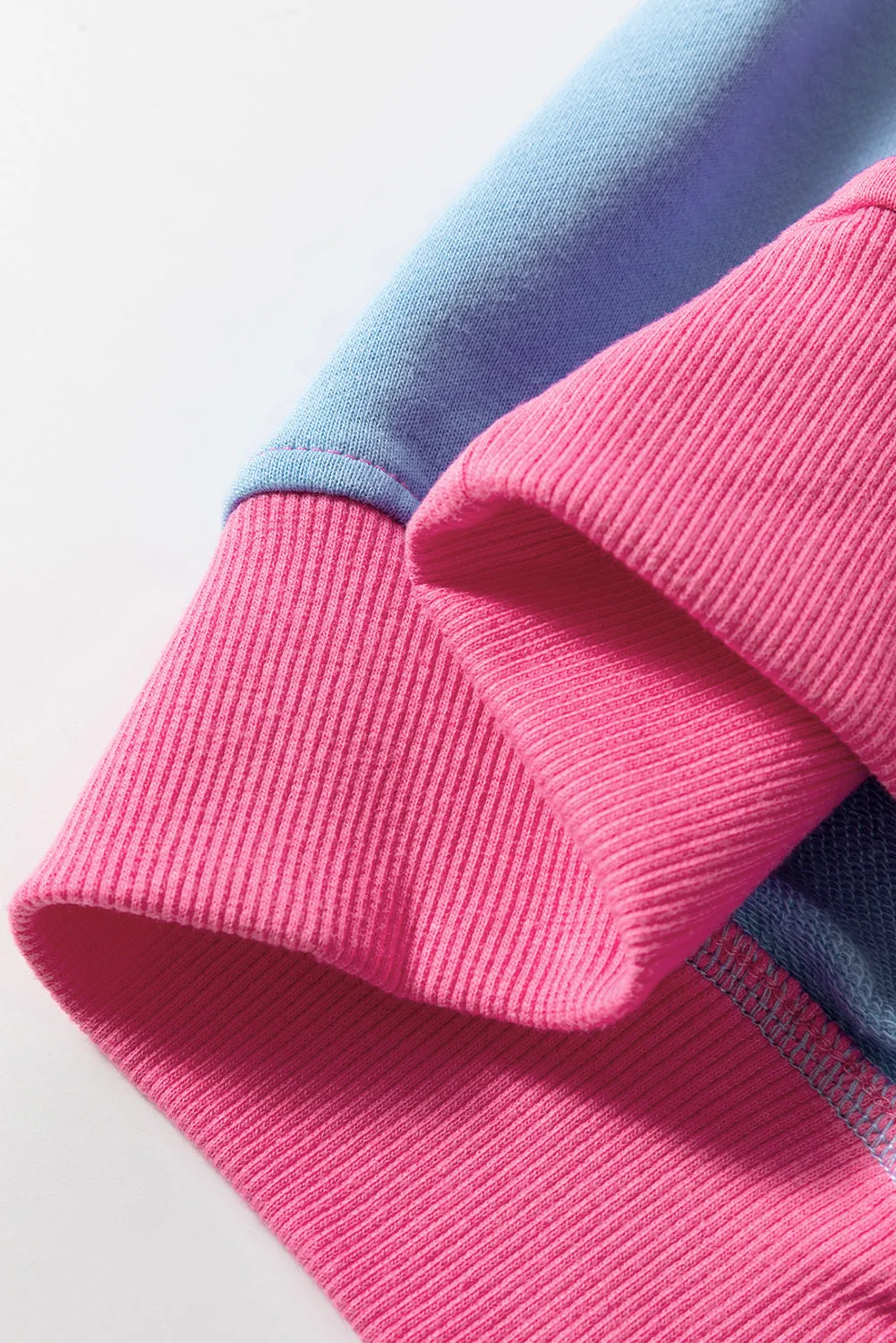 Bright Pink Colorblock Drop Shoulder Sweatshirt