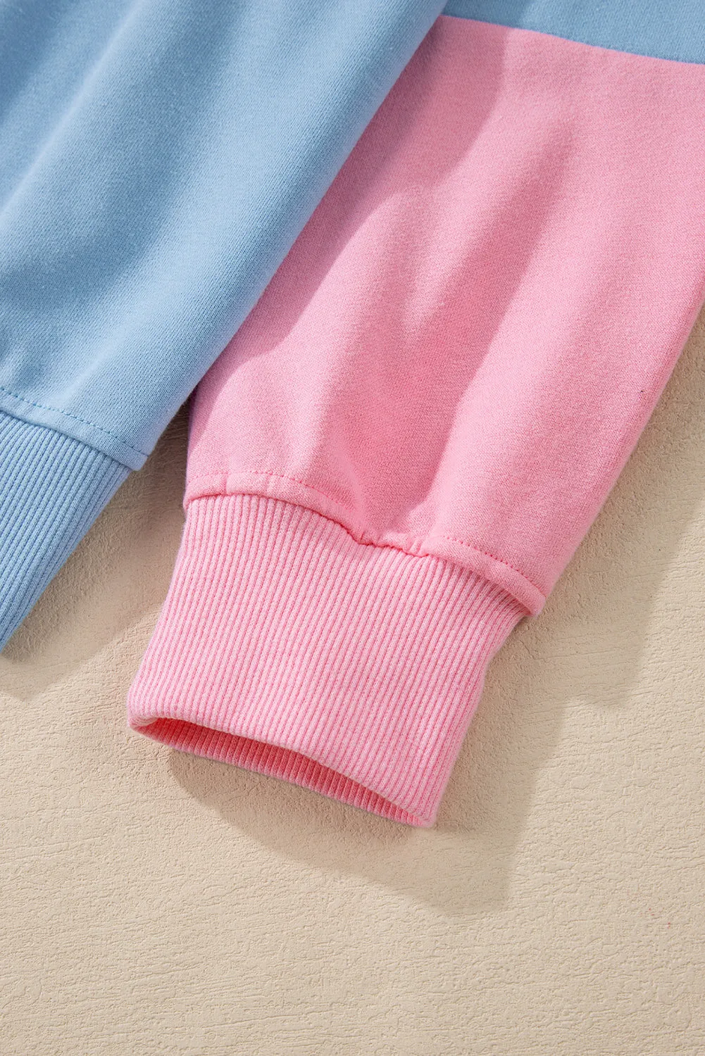 Bright Pink Colorblock Drop Shoulder Sweatshirt