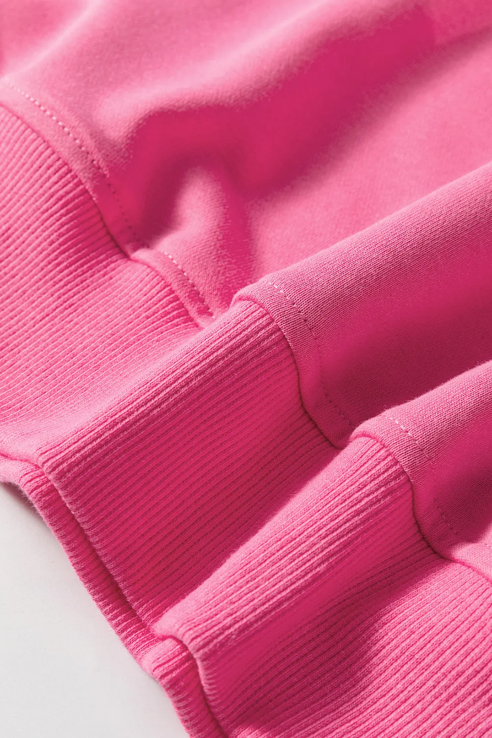 Bright Pink Colorblock Drop Shoulder Sweatshirt