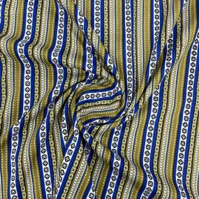 Brown & Blue Stripe Rayon Fabric