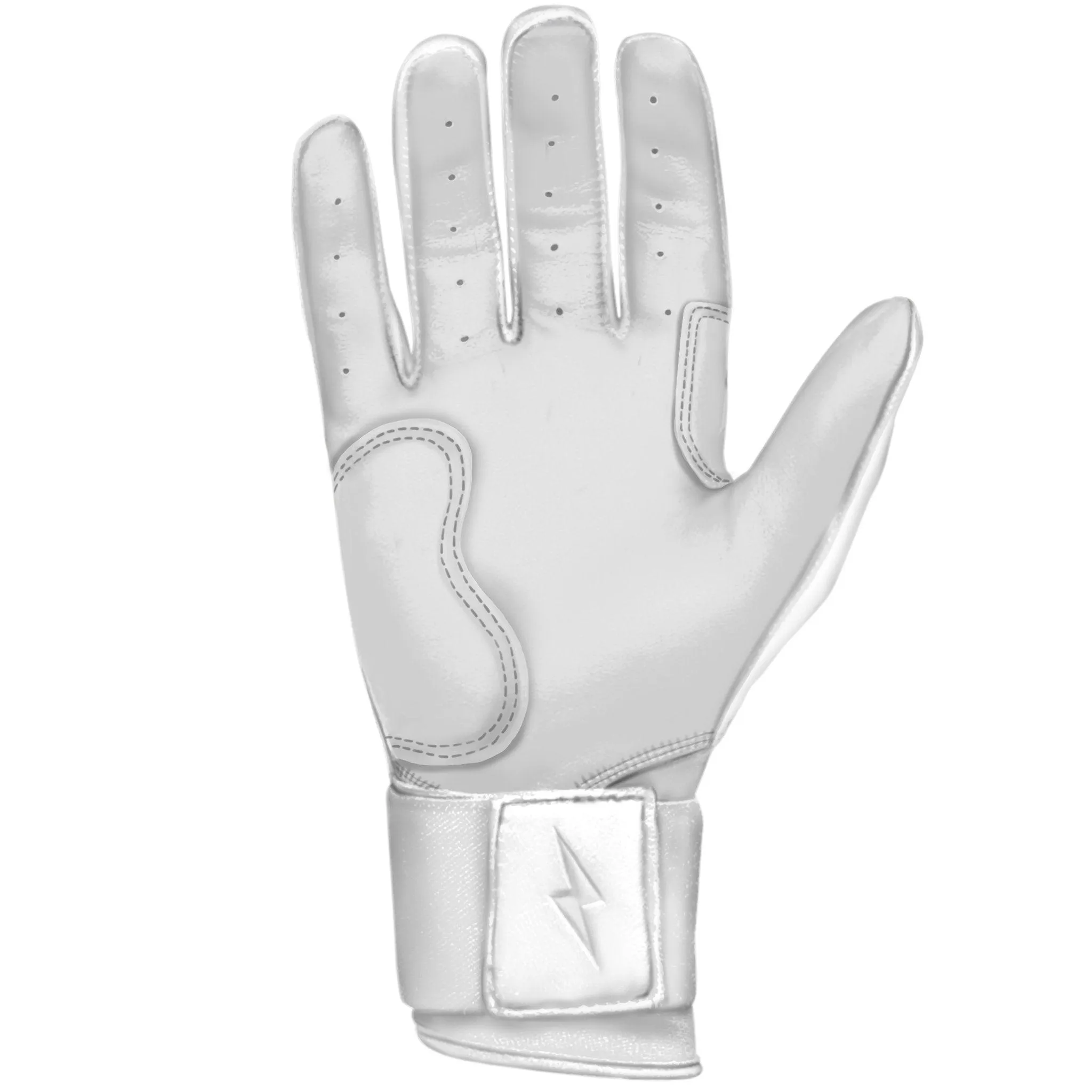 Bruce Bolt PREMIUM PRO Chrome Series Long Cuff Batting Gloves: White