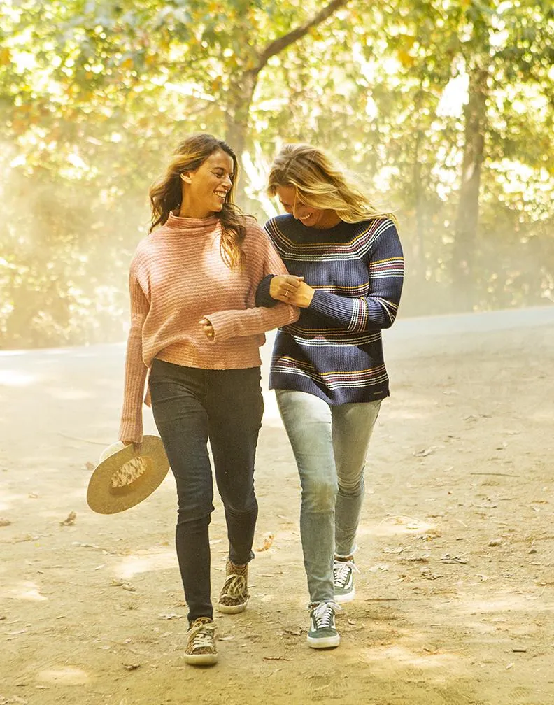 Cabana Sweater : Navy Rainbow Stripe