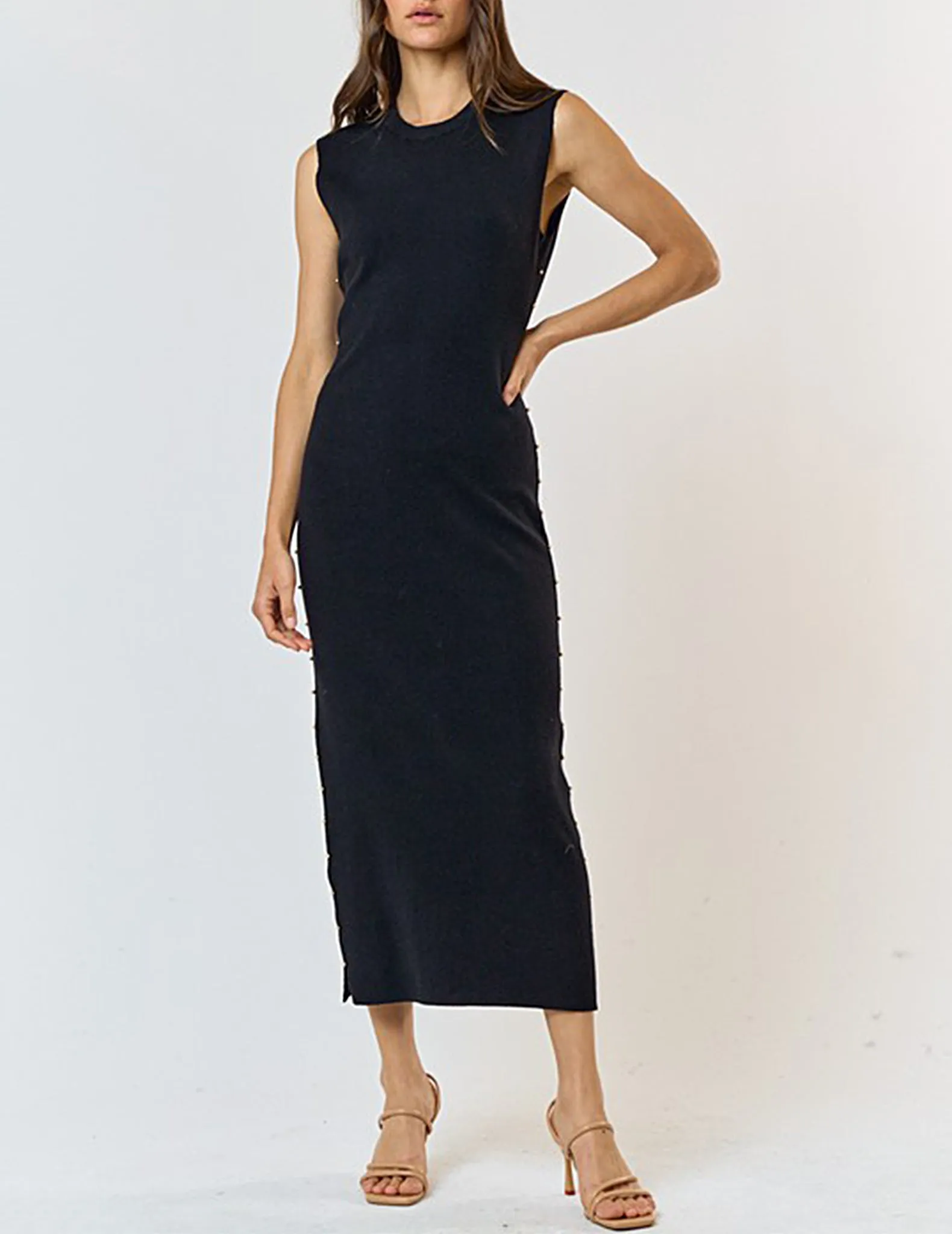 Canyon Beaded Black Knit Dress