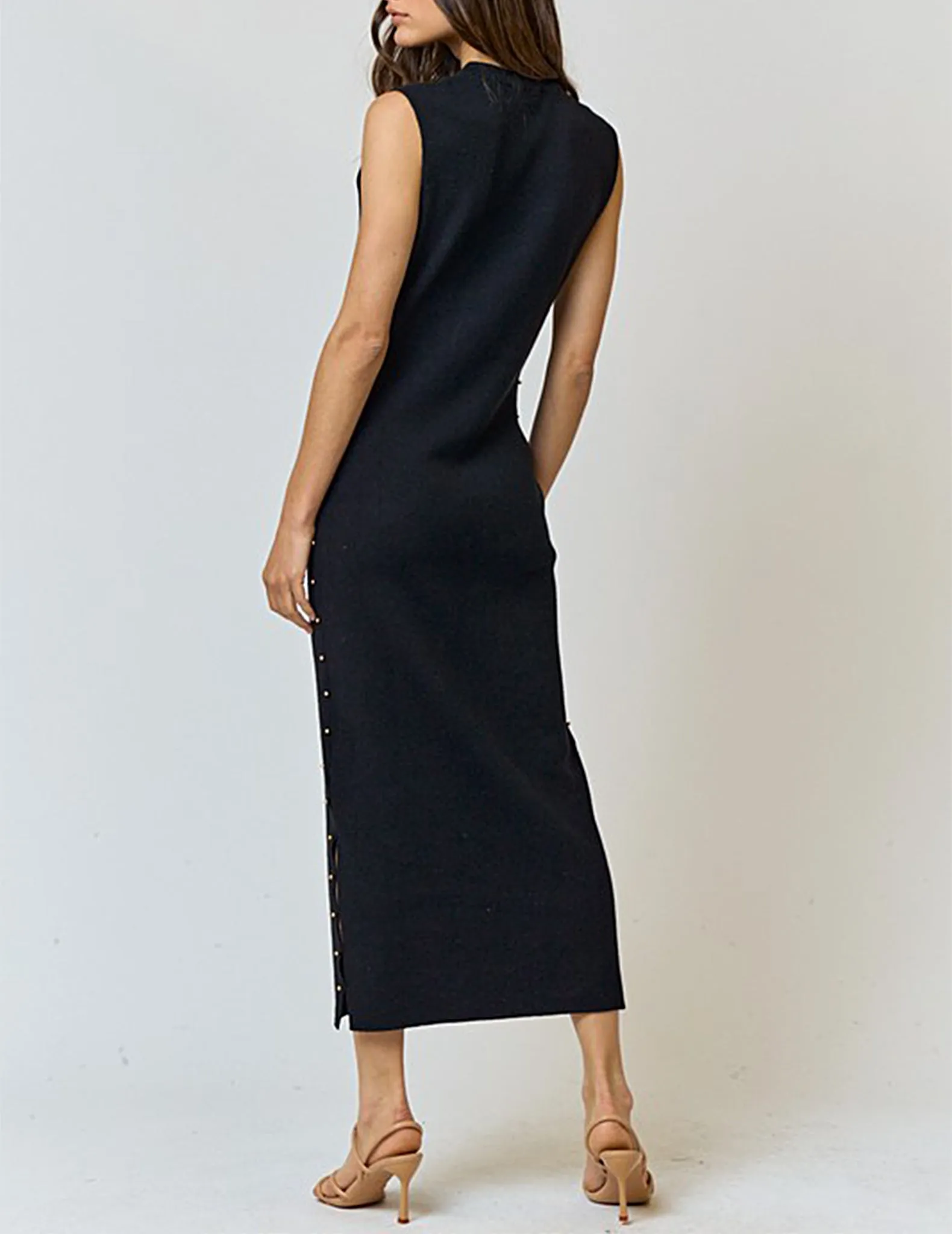 Canyon Beaded Black Knit Dress