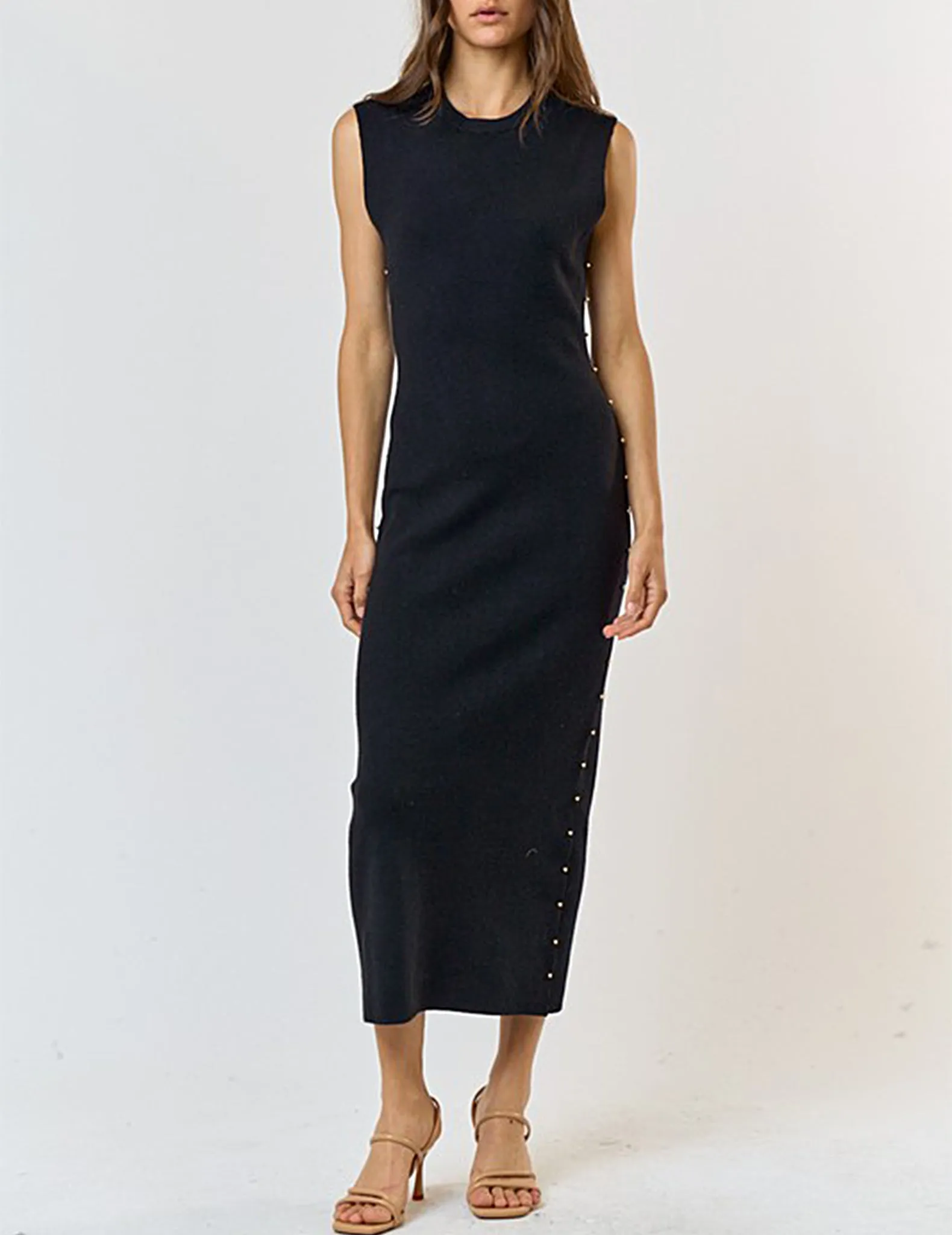 Canyon Beaded Black Knit Dress