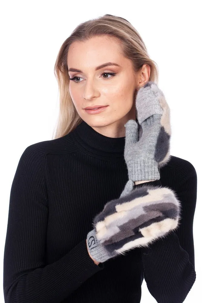 Cashmere And Mink Fur Flip Top Mittens