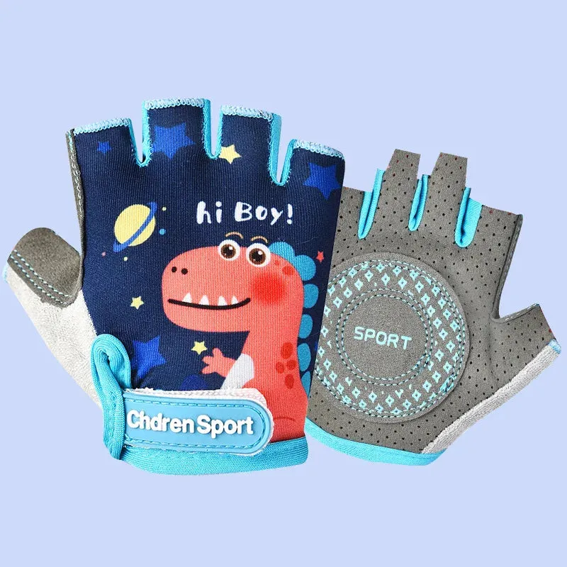 Children's Fingerless Gloves Sports Bicycle Boy Girl Cycling Anti-Wear Kids Roller Skating Training Exercise Protection Gloves