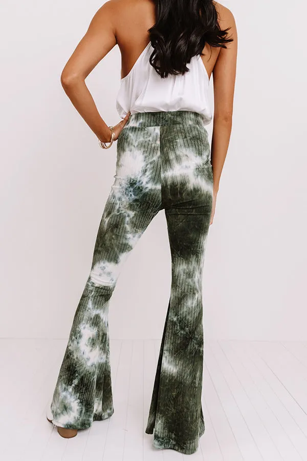 Chime In Tie Dye Flare In Olive