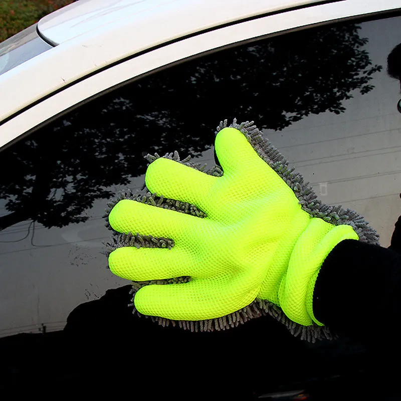 Cleaning Wash Tool Double-sided Plush Car Wiping Gloves