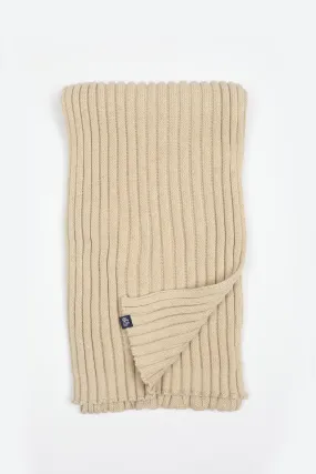 Cotton Cashmere Natural Rib Scarf