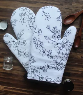 Cotton Pencil Flower Oven Gloves Pack Of 2