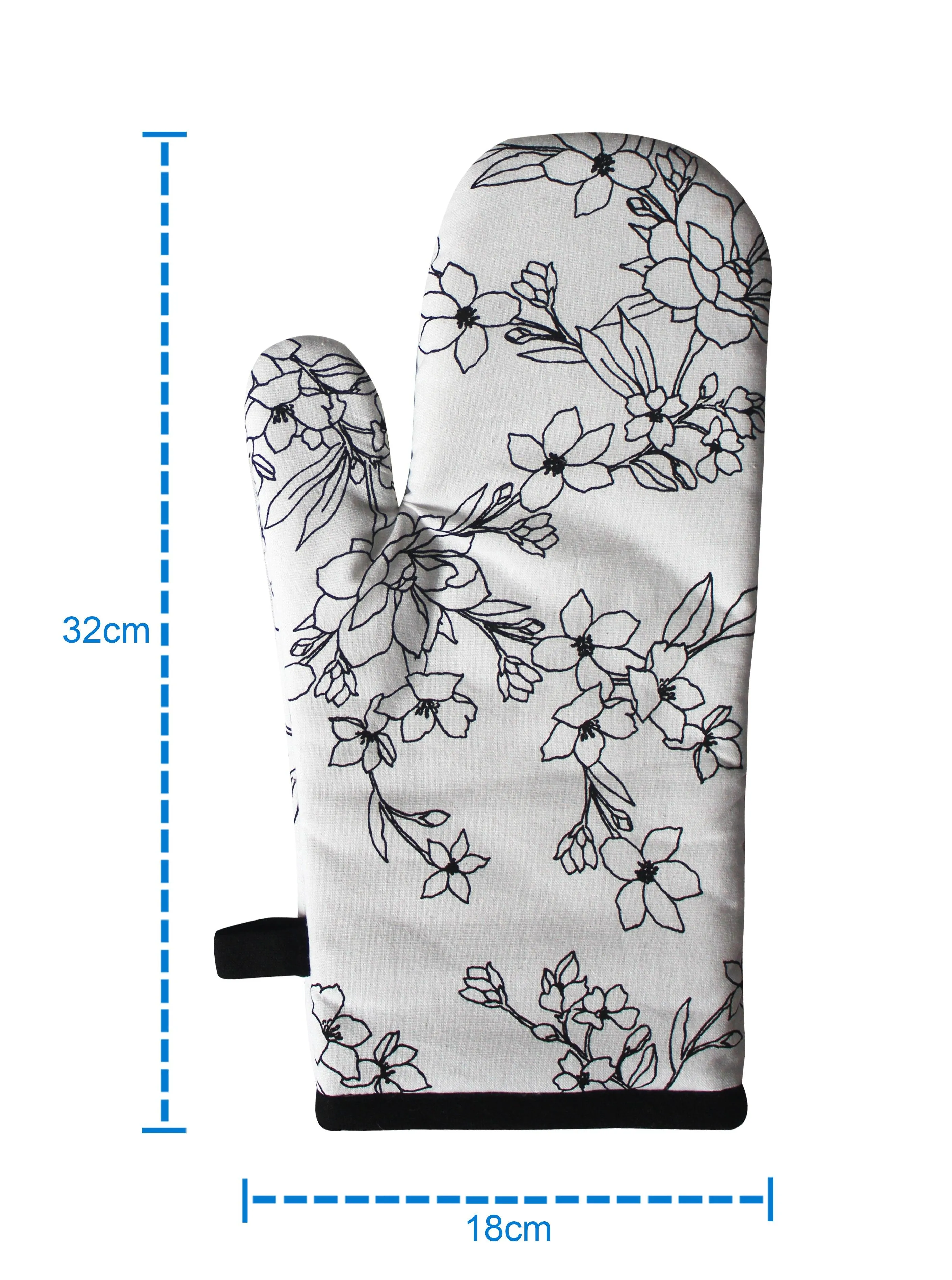 Cotton Pencil Flower Oven Gloves Pack Of 2