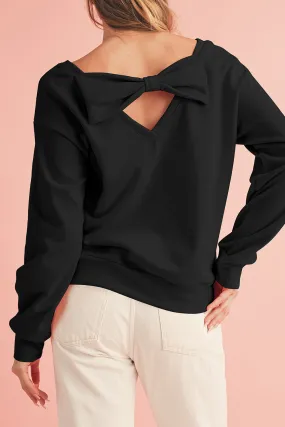 Cozy Bowknot Round Neck Sweatshirt: Perfect for Every Chill Day