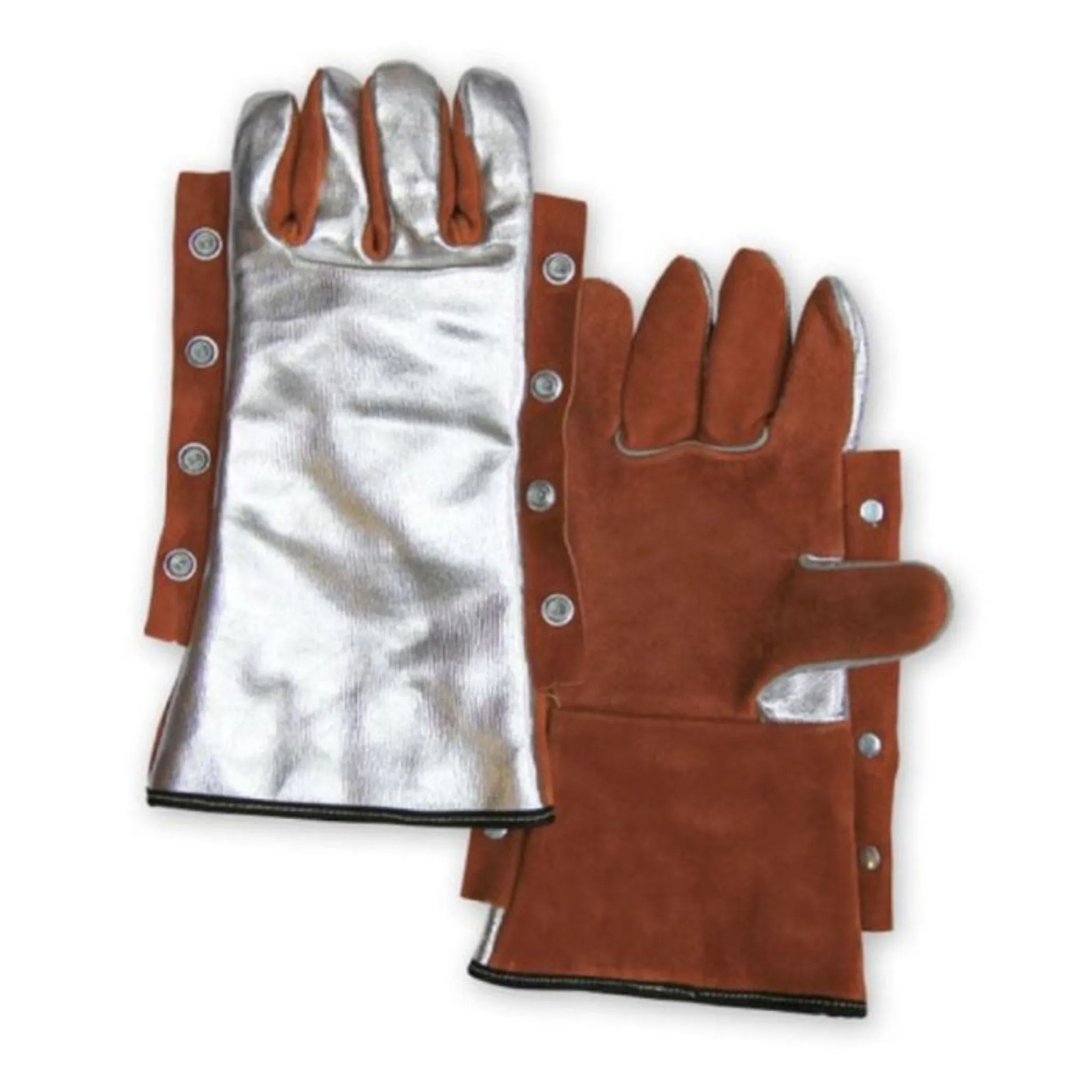 CPA SN-901-ALUM Aluminized Leather Welding Glove with Snaps, Brown, One Size, 1 Pair