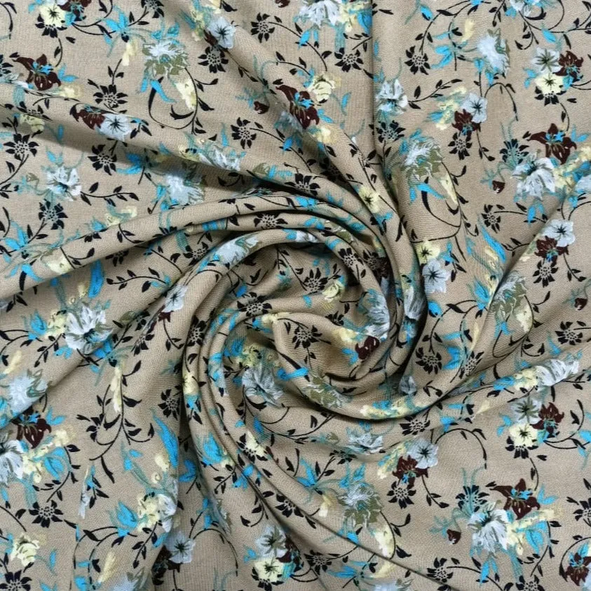 Cream Ditsy Floral Print Rayon Fabric