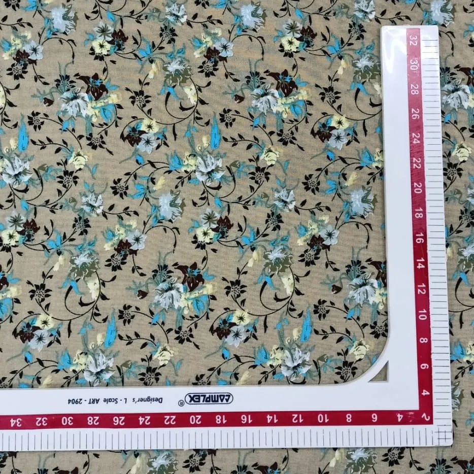 Cream Ditsy Floral Print Rayon Fabric