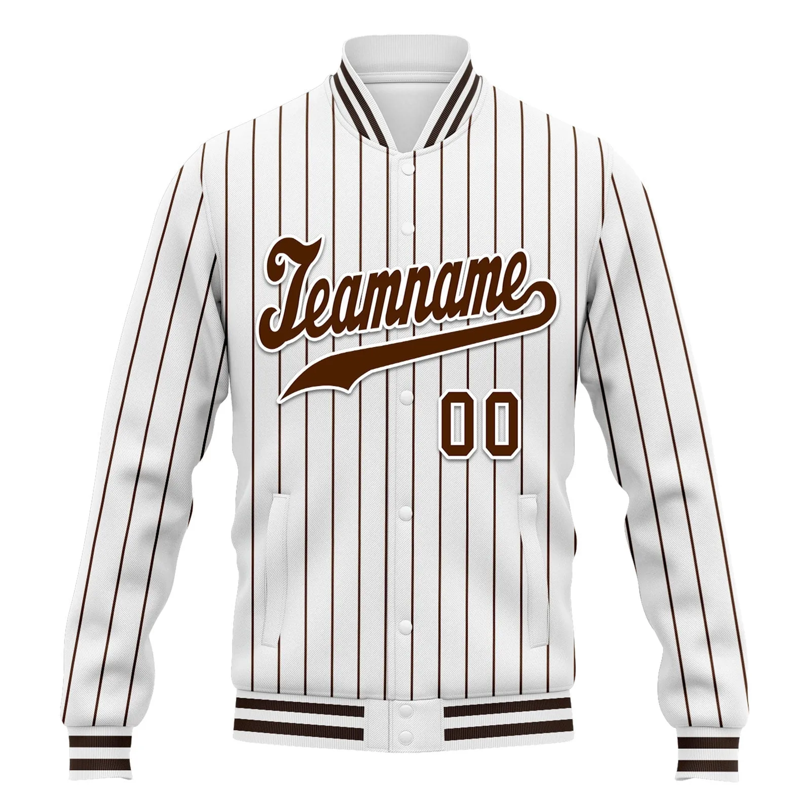 Custom Auburn White Stripe Fashion Jacket Bomber Full-Snap Varsity Letterman Personalized Jacket FZ005-D020219-24