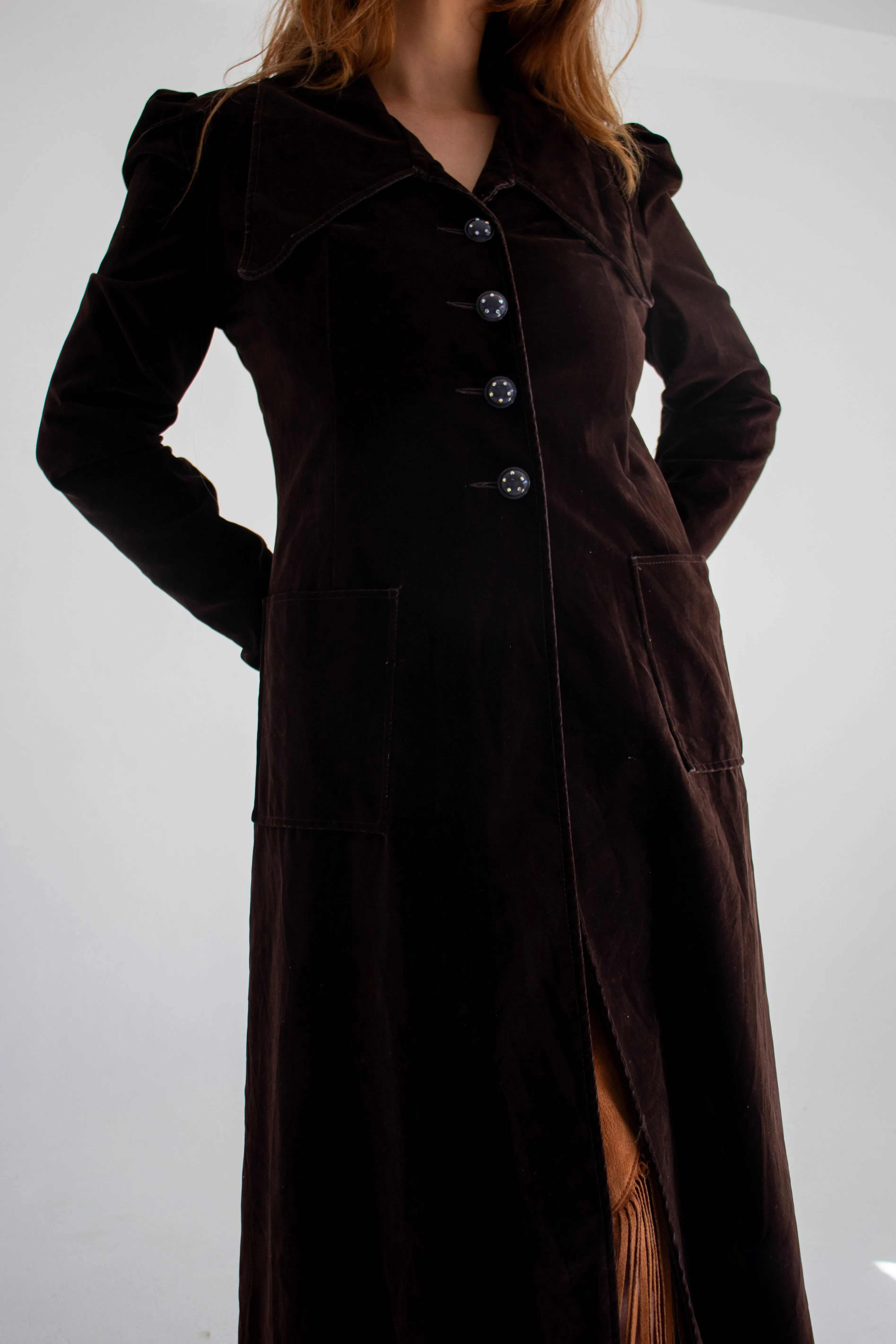 Deep Brown Velvet Coat